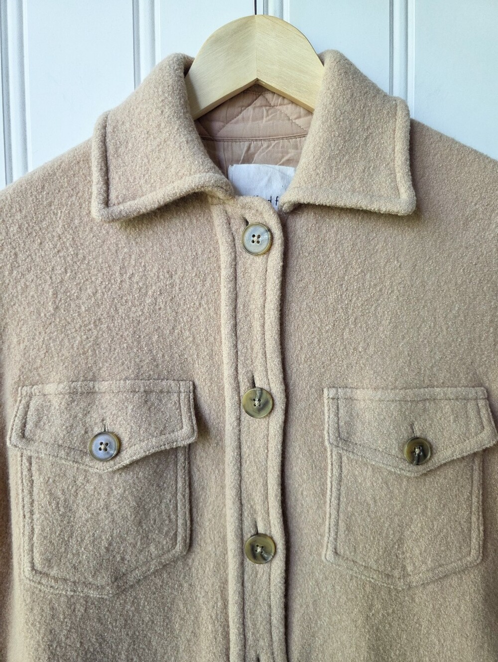 Wilfred Free The Ganna Shirt Jacket Shacket Merino Wool Cream Womens Small - Picture 2 of 9